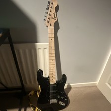Squier Stratocaster Black Electric Guitar, Maple Neck, 6-String RH 2015