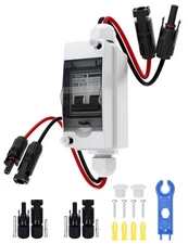 Solar Panel Disconnect Switch, Non Polarized DC Circuit Breaker, 30 Amp, 2 Po...