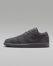 Nike Air Jordan 1 Low SE Craft Sneaker in pelle grigio fumo scuro/rosso/nero Varsity