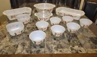 Vintage Anchor Hocking Fire King Peach Blossom Cookware 14 Piece Set