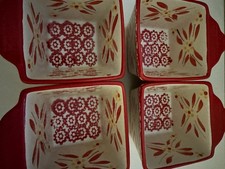 4 Temp-tations Old World Cranberry Set 4 Ramekins Square Mini Bakers 10 Ounce