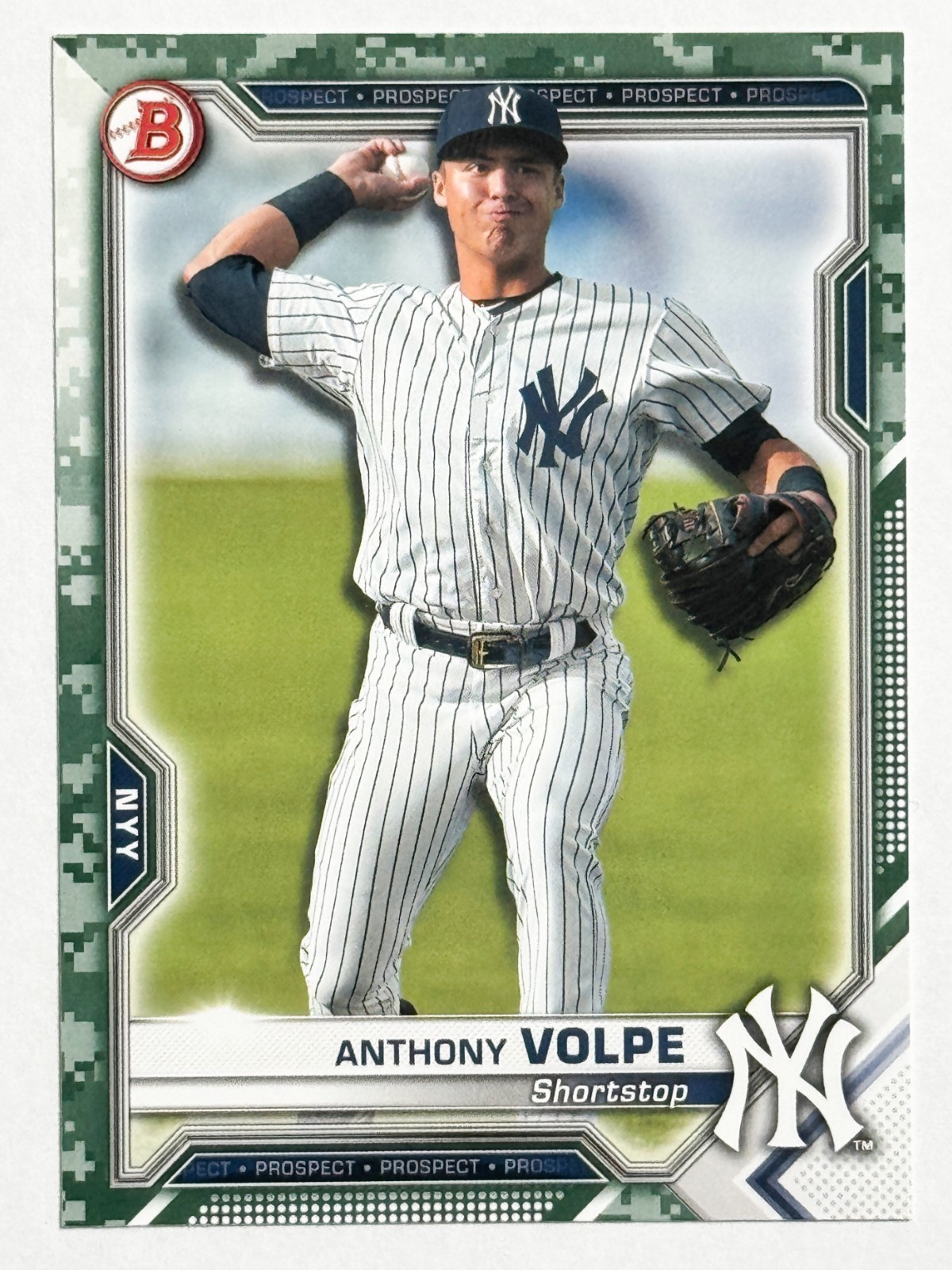 2021 Bowman Prospects #BP-85 Anthony Volpe  Camo Border Rookie RC