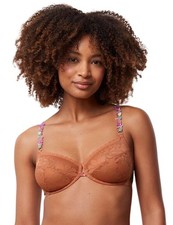 32E Triumph Shadow Spotlight Bra Underwired Embroidered Womens Lingerie 10214486