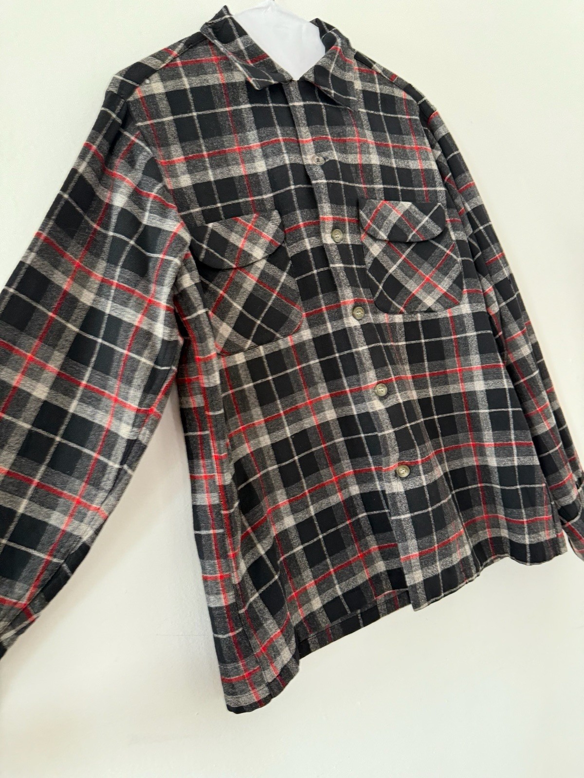 1950s 60s Pendleton Shadow Plaid Wool Loop Collar… - image 1