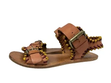 See by Chloé Leather Buckle Sandals Brown Woven Trim Women’s EU 36.5 US 6.5