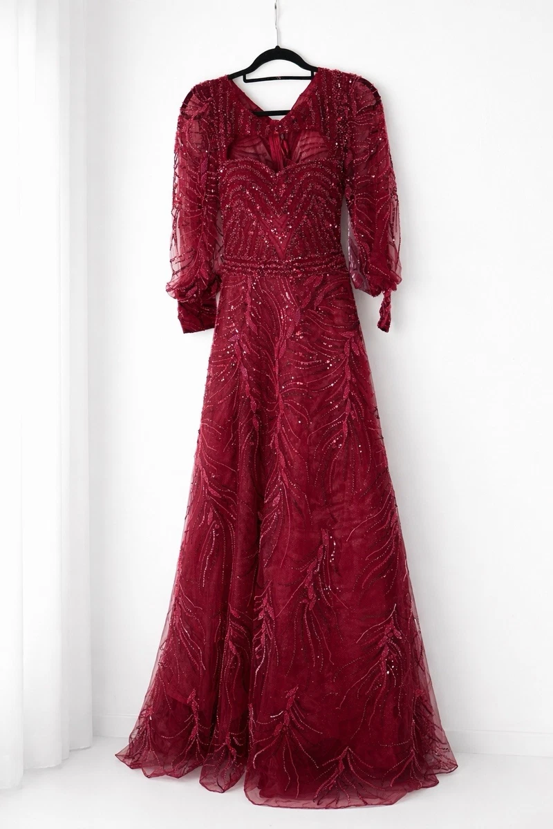 fitted lace wedding dress RED VALENTINO Red Long Sleeve Frill Hem Mini Dress It40 UK 8 – Reliked main image 1