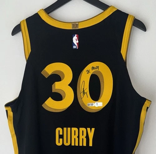 Stephen Curry "2x MVP" Signed Warriors Nike ADV NBA Authentic Jersey USASM & BAS