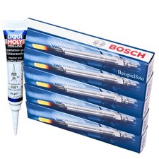 5x BOSCH Glühkerzen + LIQUI MOLY Fett für GIULIA STELVIO DUCATO 2.2D 10.15- FIAT