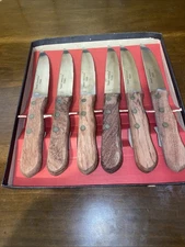 6 DEXTER RUSSELL INTERNATIONAL Steak Knives P46006 Wood Handle Set Of 6 In Box