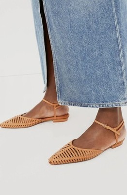 Ulla Johnson Rust Cage Flats Leather Brown Sandals Size 37.5