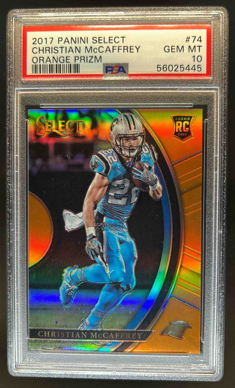 Christian McCaffrey Panini Select #74 Orange Prizm