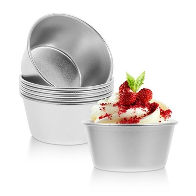 6 PCS Mini Cupcake Baking Cups Round Non Stick Pudding High Carbon Steel Mold