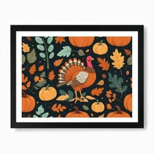 Default Happy Thanksgiving Day Vect Framed Wall Art Poster Canvas Print Picture