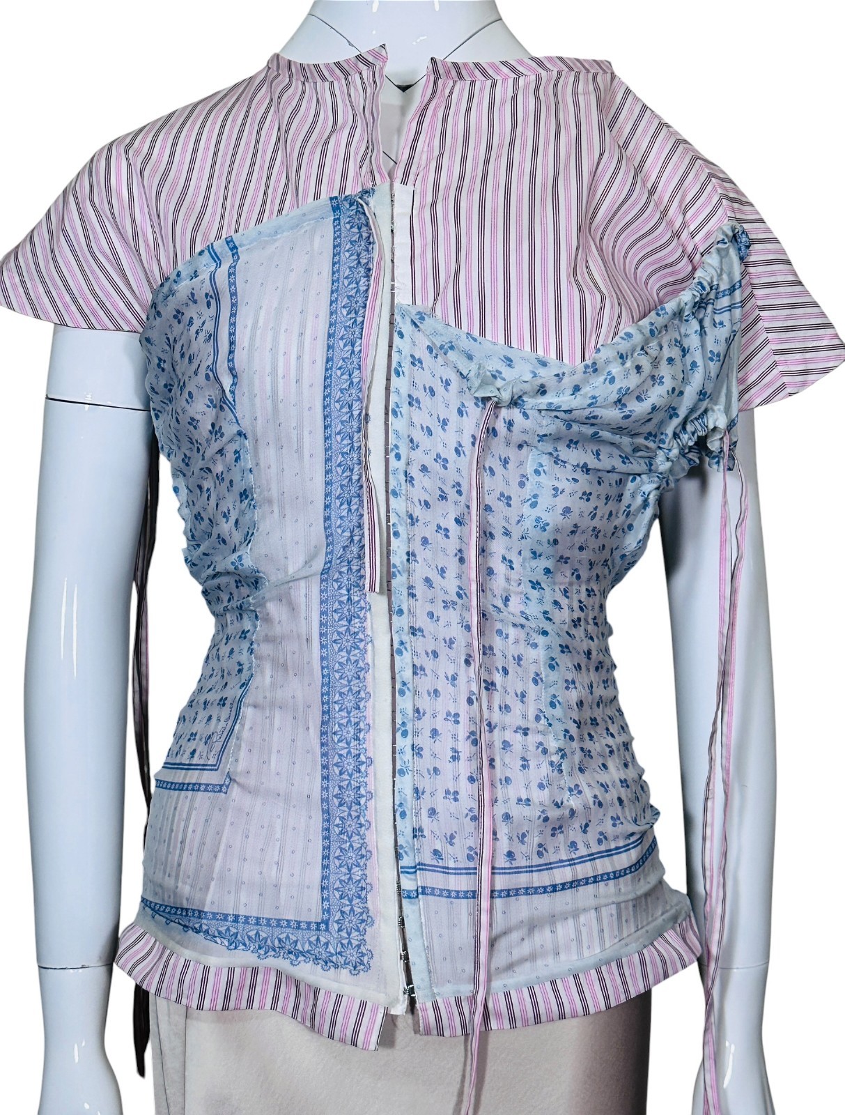 RAVE REVIEW Striped and Floral Print Thea Corset Top Silk Cotton Size fit XS/S image 2