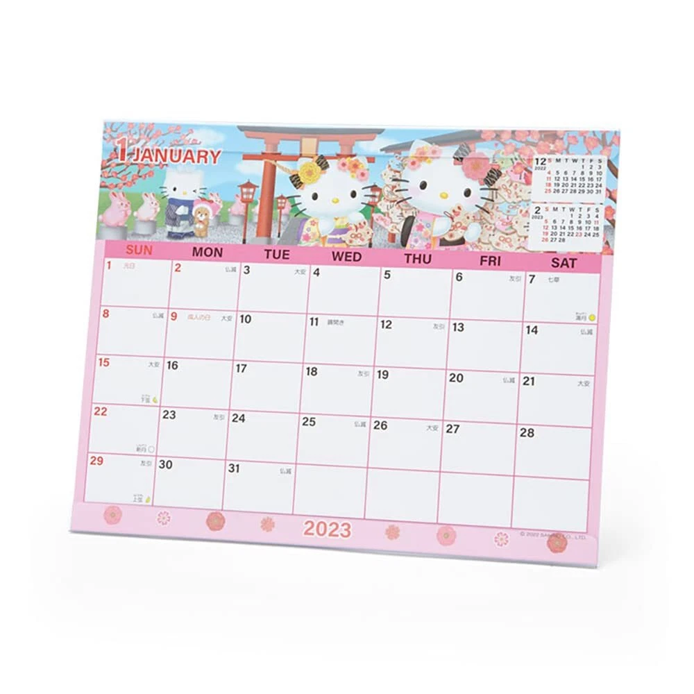 Sanrio Calendar 2023 Desktop Sheet Hello Kitty Kitty-chan Hello Kitty 3 Mon  833 | eBay