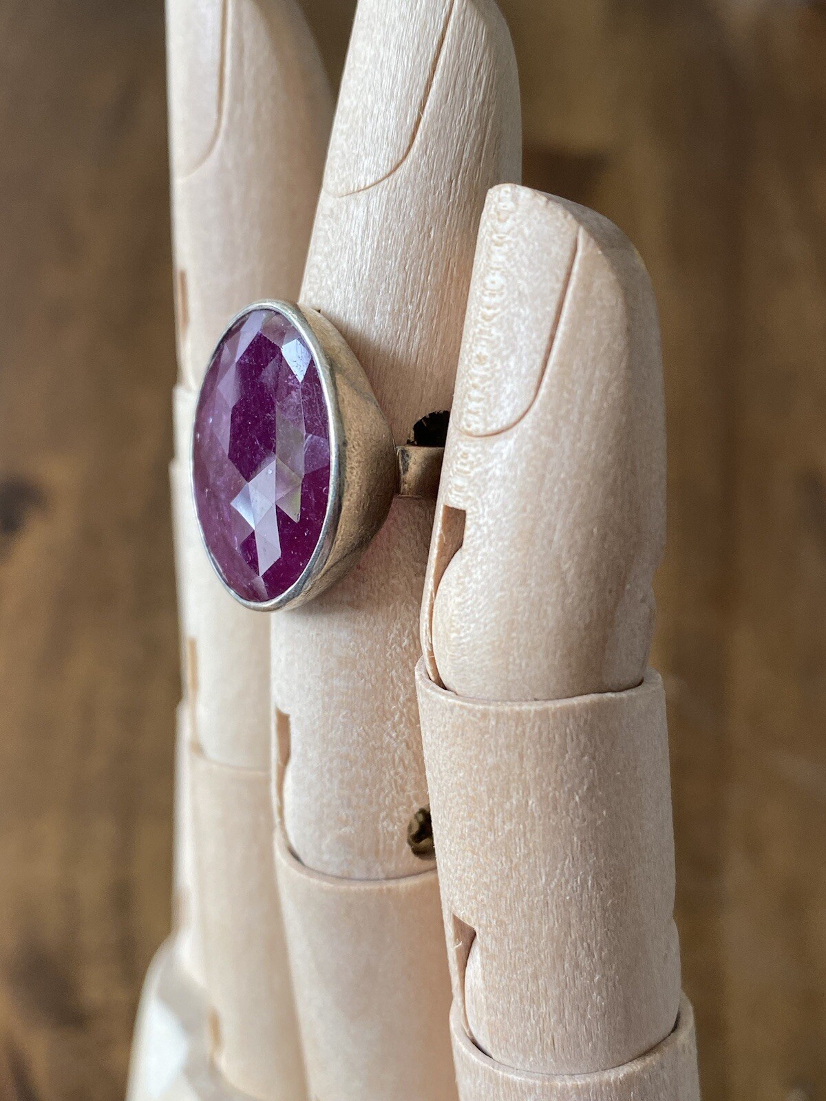 Ruby Faceted Round Sterling Silver Ring - image 4