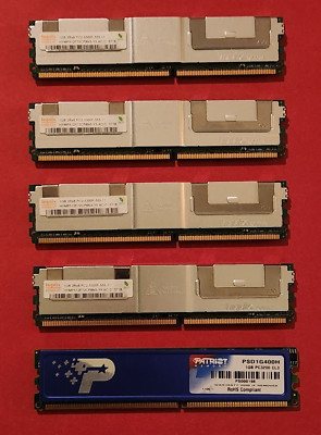 REDUCED! * Lot of 5 * 1GB RAM Memory Cards w/ Heat Shield * Patriot and Hynix
