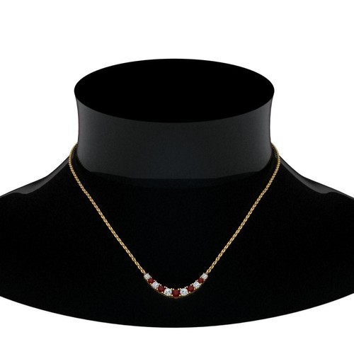 Lab Diamond Smile Pendant With Ruby 14K Yellow Gold 1 Carat Necklace for Women - Picture 6 of 6