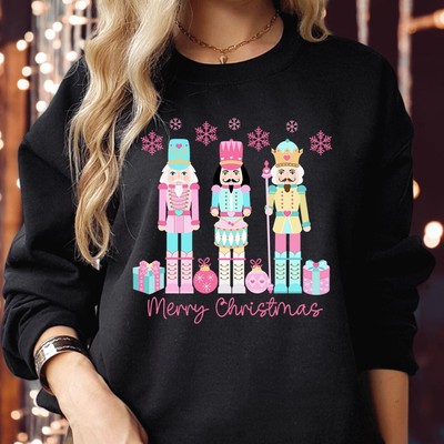 SWEATSHIRT (5213) rosa Nussknacker Freunde Weihnachten lustig Familie Urlaub Pullover