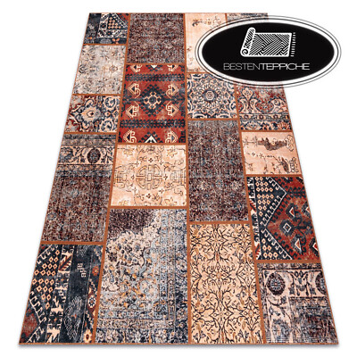 Modernen Wäsche Teppich ''ANTIKA''  Ancient rust, Patchwork griechisch, terrakotta