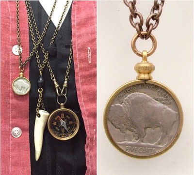Antique Buffalo Nickel Necklace Chief 