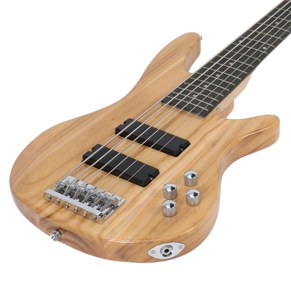 Glarry Full Size GIB 6 String Electric Bass Guitar Right Hand Basswood