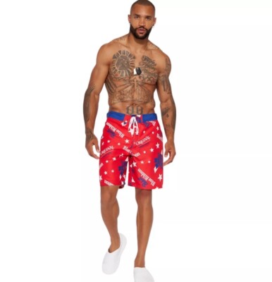 Pabst Blue Ribbon Beer PRB Board Swim Shorts Red White Blue Men's Size XXL