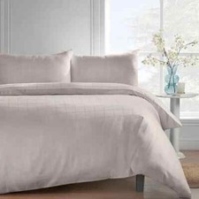 Catherine Lansfield 300 Thread Count Cotton Rich Woven Check Single Duvet Cove