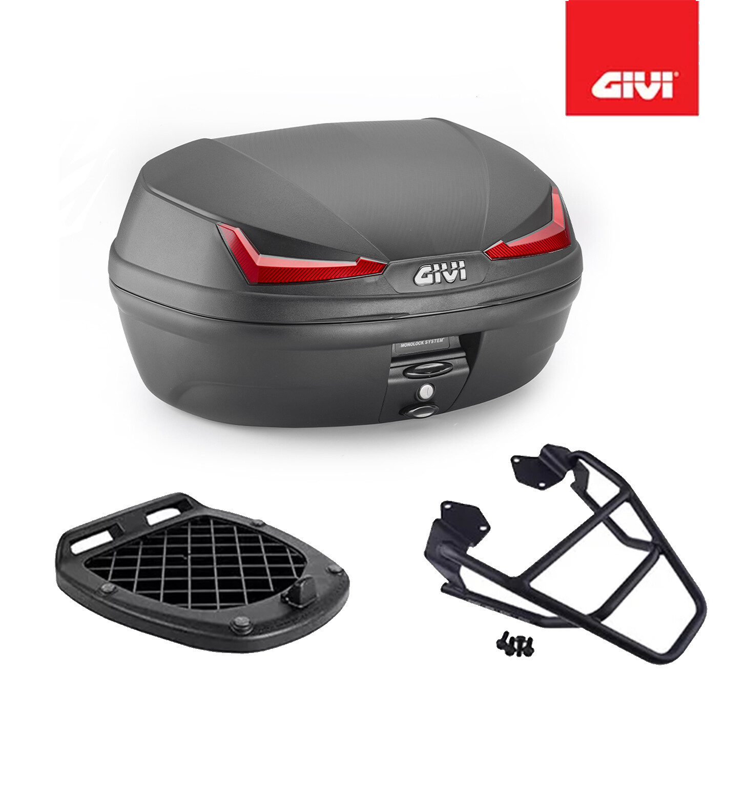 GIVI KIT BAULETTO NERO 45LT E455N + PIASTRA VESPA GTS 300 2012 2013 2014 2015