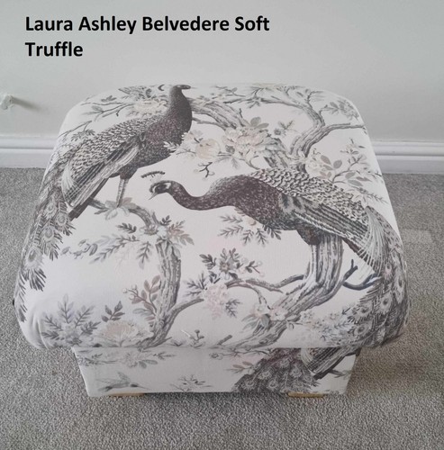 Storage Footstool Laura Ashley Footstall Belvedere Fabric Duck Egg Pouffe Blue - Picture 7 of 45