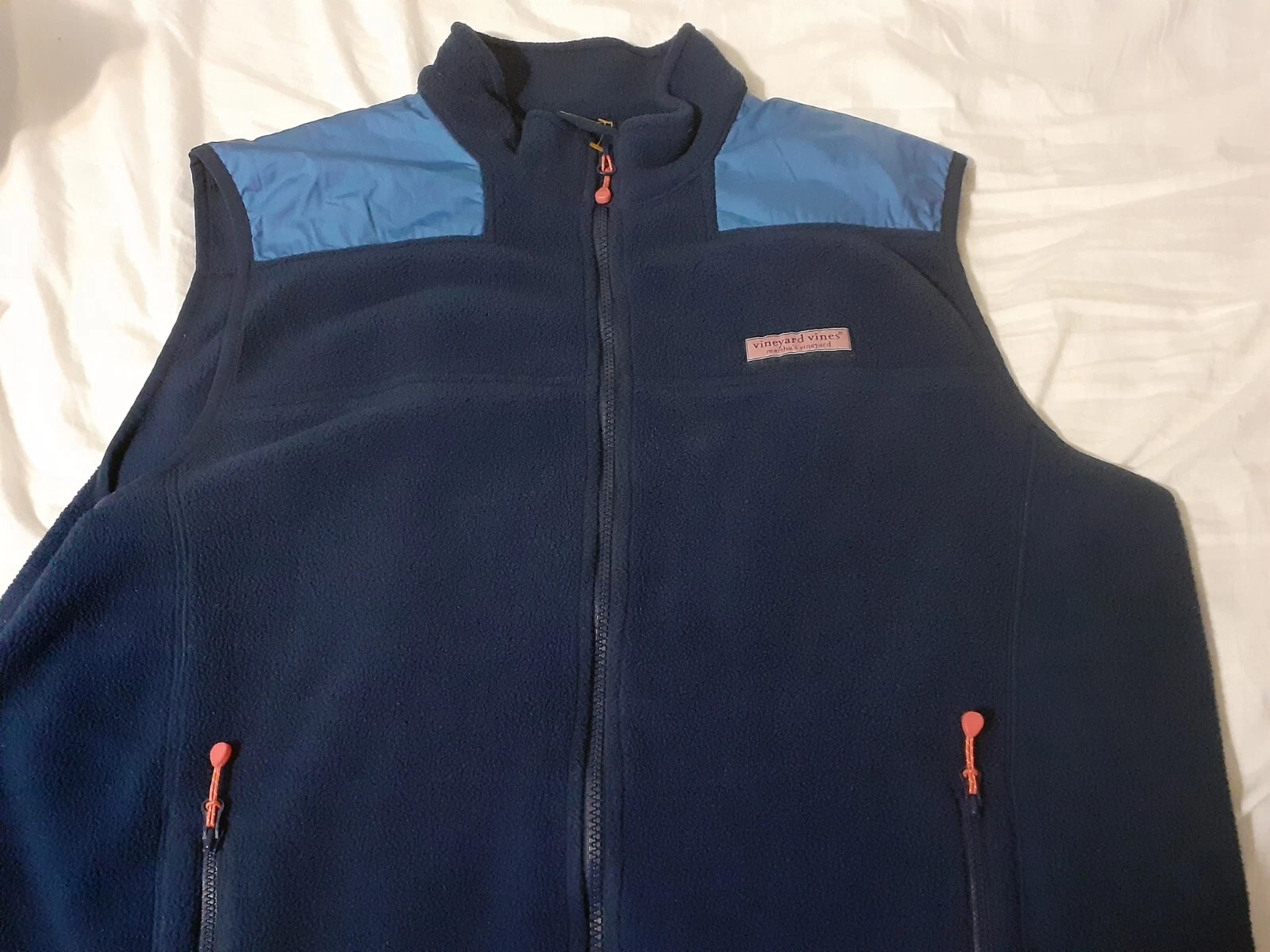 Vineyard Vines Vest Mens Large Fleece Full Zip w/ Pockets Blue Good Condition 🔥