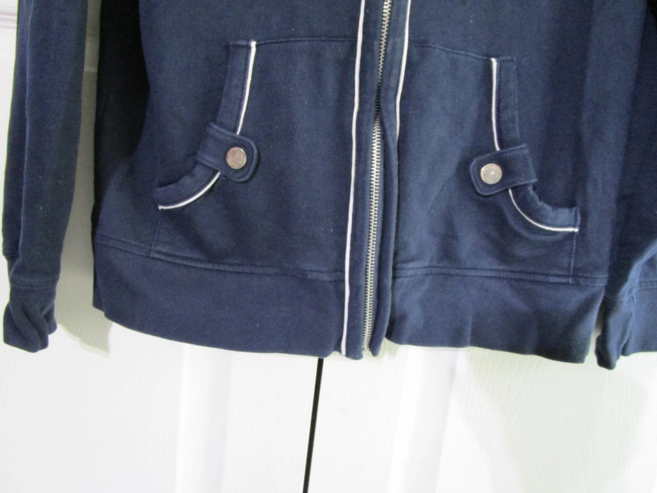 Sudadera con capucha deportiva para mujer Ann Klein azul marino mediana cremallera completa Foto 3 de 4