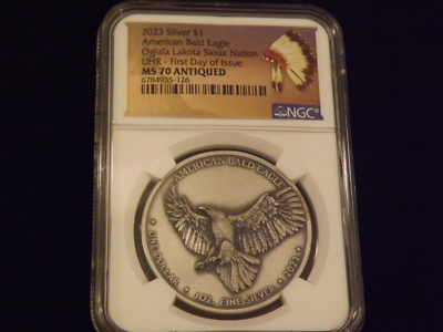 #ad #ad 2023 $1 American Bald Eagle Oglala Lakota Sioux Nation NGC MS 70 $329.45