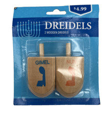 Wooden Colorful Dreidel Set of 2 Chanukah Painted Wooden 2.75 Inch Dreidels -