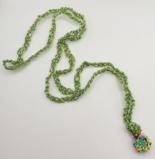 Collana chiama angeli lurex verde e filato chrystal + IBISCUS.  Boho chic mamma.