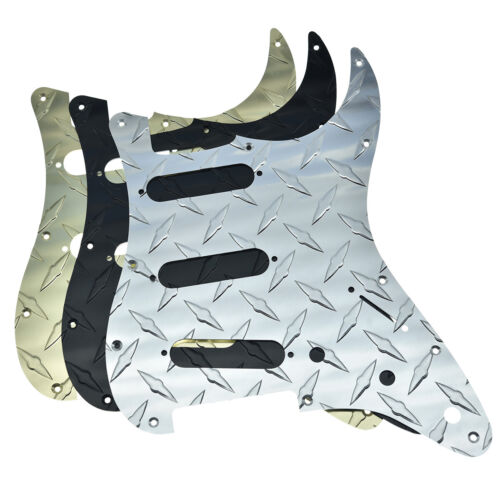 Diamond Plate 11 Hole ST SSS Pickguard Aluminum ScratchPlate for Fender Strat - Picture 1 of 16