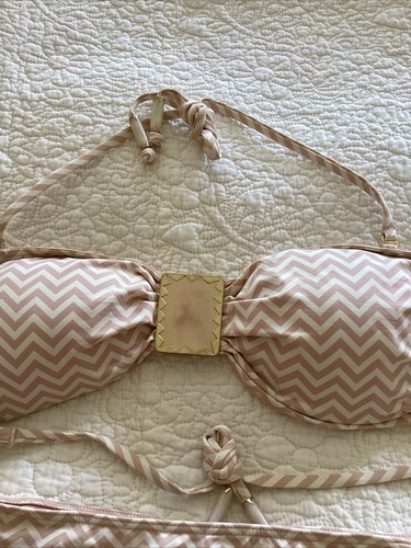 H&M Bikini Size 14 BNWOTChevron Design Feature Claspon Bra Stunning Halter Holis - Picture 2 of 10