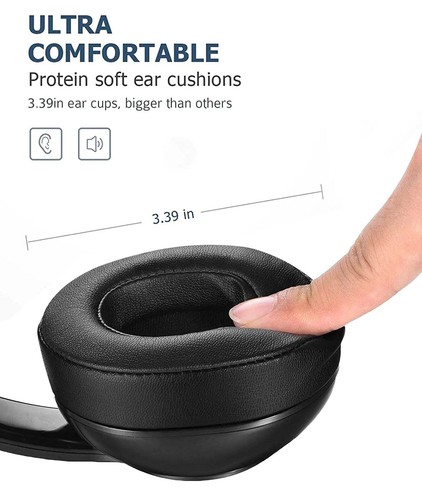 Mpow Black Foldable USB Headset w/ Built-in Sound Card Soft Ear Cushion Comfort - Picture 3 of 13