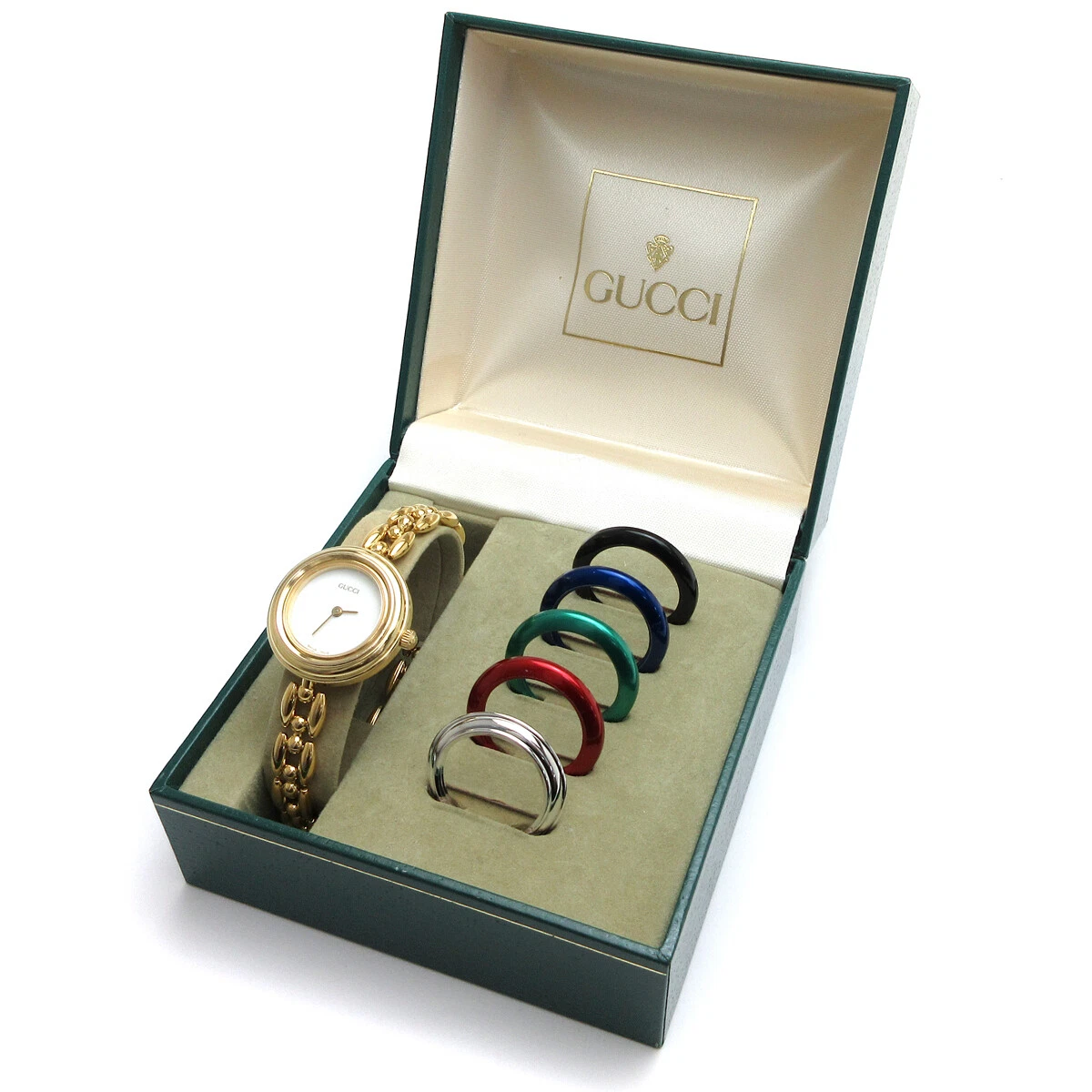 Vintagev Gucci Watch Bezel Change Ladies 11/12.2 w/box Used in Japan F/S
