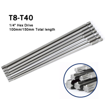 1/4'' Magnetic Long Torx Bits T8 T10 T15 T20 T25 T27 T30 T40 Screwdrivers Bit