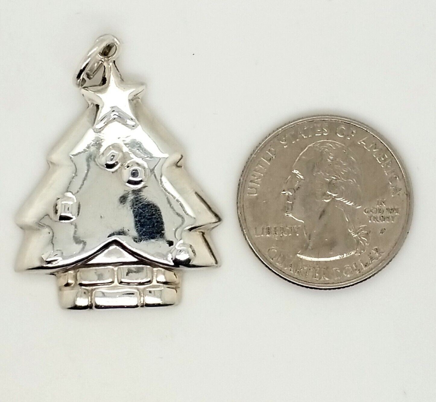 Solid Sterling Silver Christmas Tree Pendant - image 3