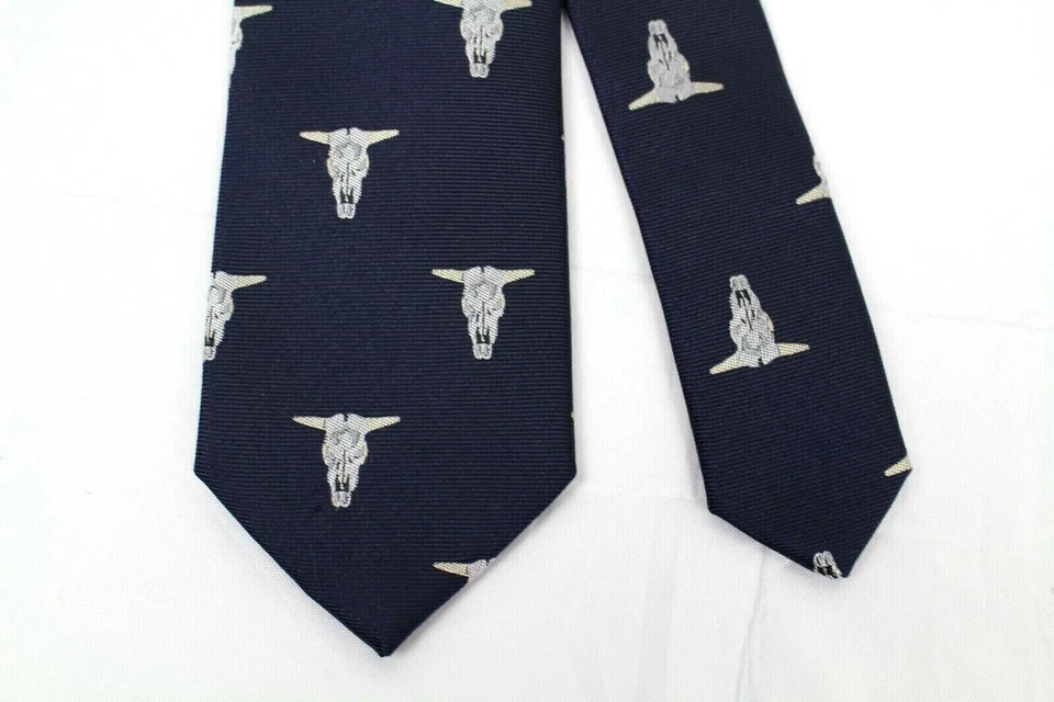 Corbata de seda azul marino Bar III para hombre Fossil mezcla limpia Foto 3 de 3