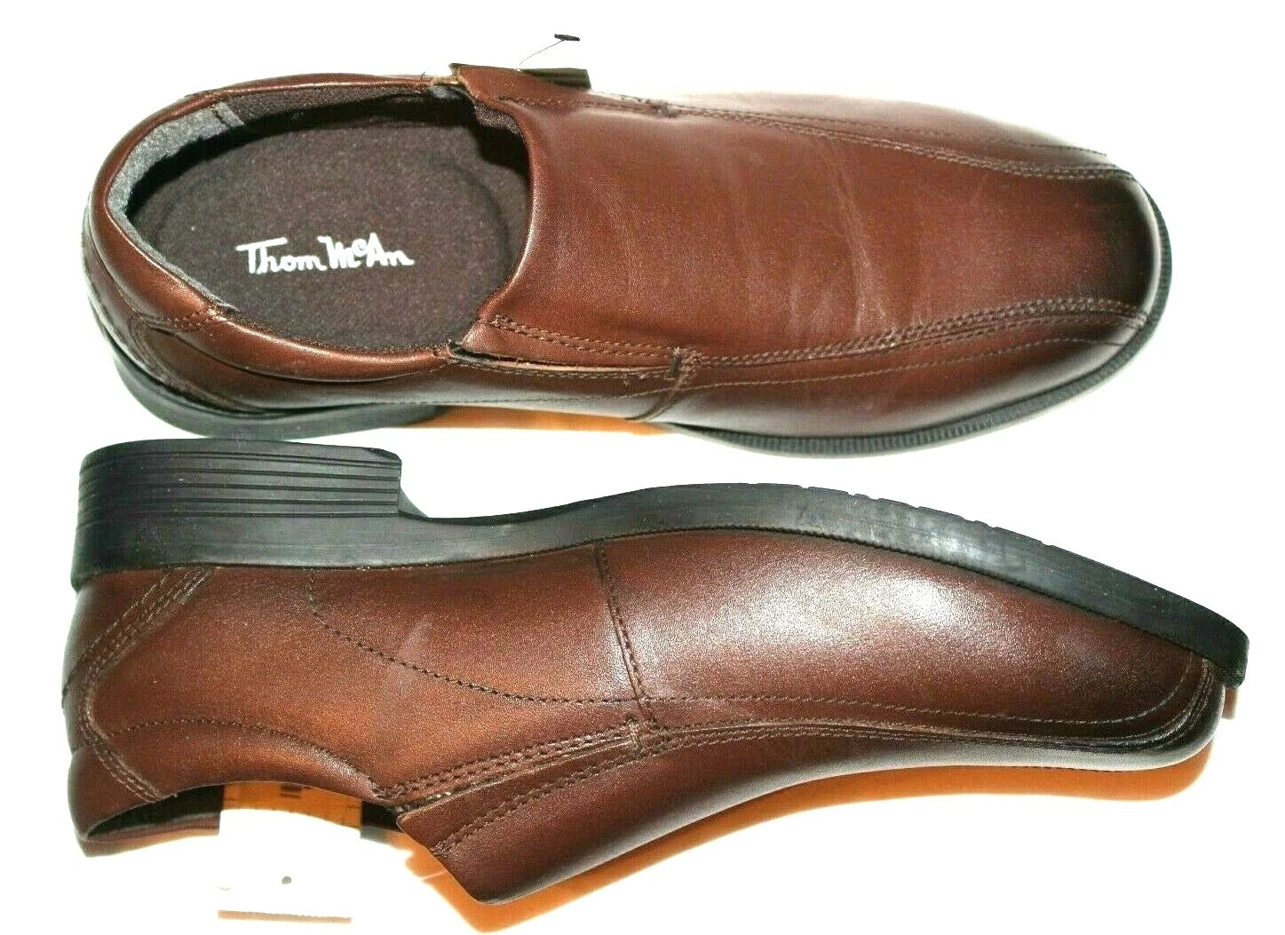 THOM BROWNE Mocassino Thom McAn uomo Lanzo marrone pelle cognac scarpe eleganti taglia 8M 11M
