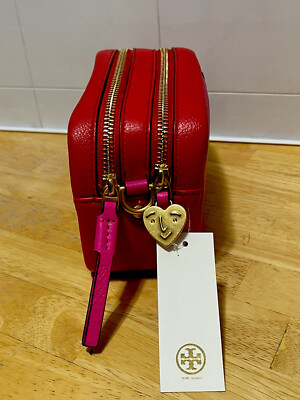 トリーバーチ Perry Patchwork Hearts ミニショルダーバッグ Tory Burch Perry Patchwork Hearts Red/pink Mini Crossbody Bag Auth