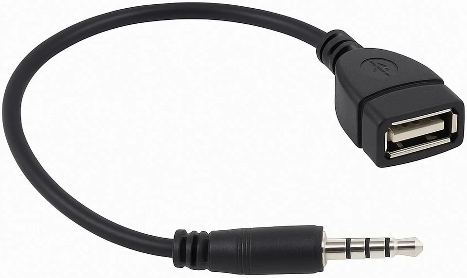 2xAudio USB Kabel 20 cm 3,5 mm Klinke Stecker zu 2.0 Typ A Buchse AUX in Schwarz - Bild 4 von 4