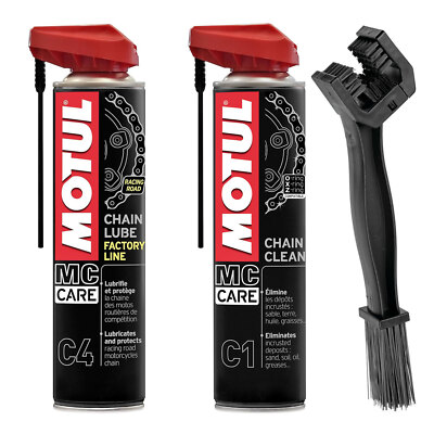 MF2409 Grease Brush Kit Motul C4 Factory Line + C1 Chain Clean 400ML
