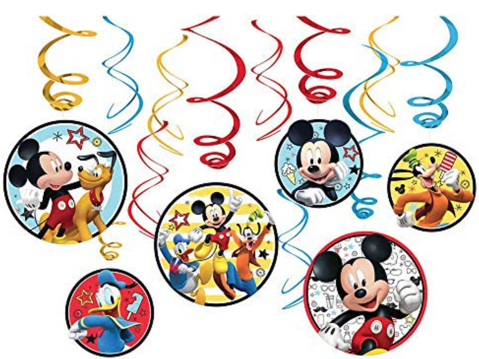 Mickey Mouse 'on the Go' Colgante Remolino Decoraciones (12 piezas) Suministro para Fiesta de Cumpleaños Foto 2 de 3