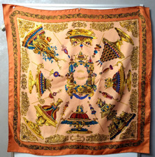 ANDRE CLAUDE CANOVA   royal jewels CAREME   HAND ROLLED / Silk Scarf 34 France