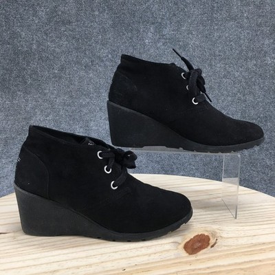 Bobs From Skechers Boots Womens 10 Tumble Weed Ankle Bootie Black Wedge SN 32548