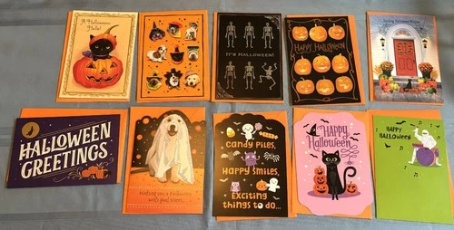 Lot of 10 Brand New Hallmark Expressions Halloween Greeting Cards w Envelopes